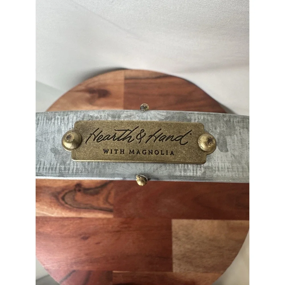Hearth & Hand Magnolia Wood Metal 2 Tier Cake Stand Serving Tray Rustic